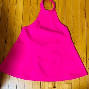BRIGHT PINK HALTER TOP